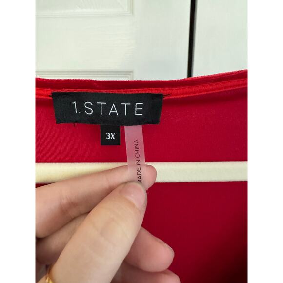 NWT! 1. State Red Long Sleeve Button VNeck Velvet Blouse - Picture 4 of 10